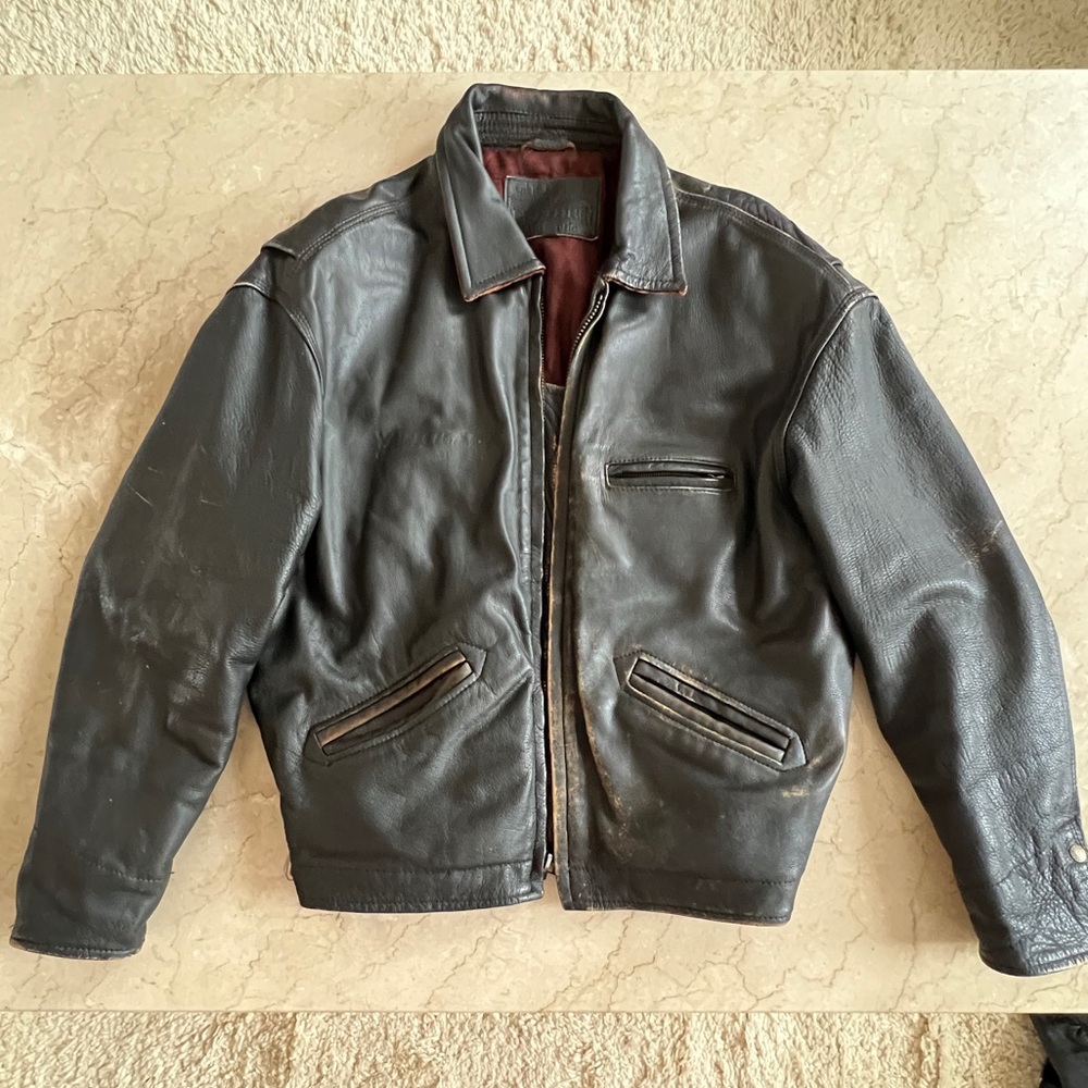 Guess genuine leather bomber jacket